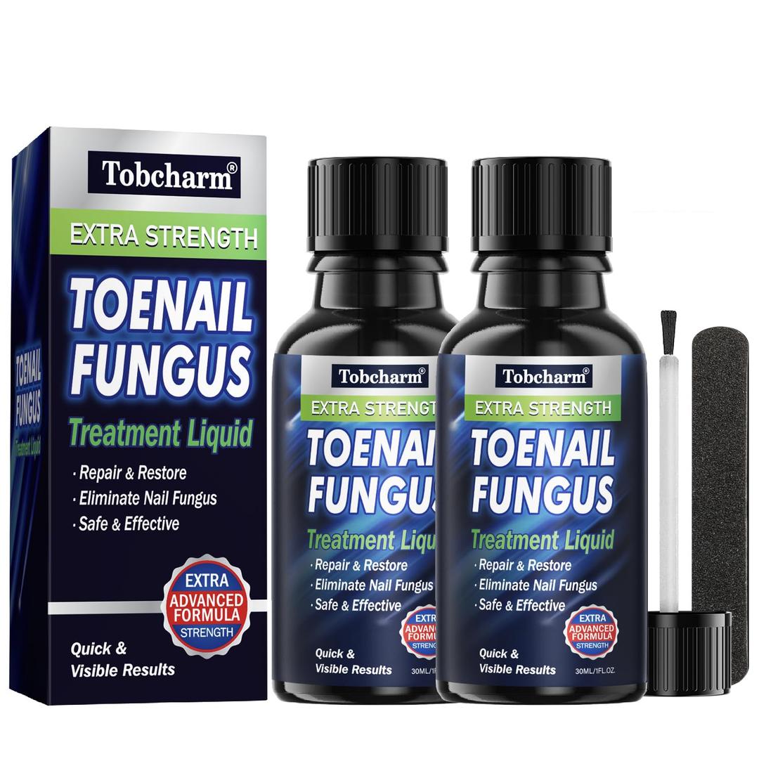 Tobcharm Toenail Fungus Treatment : Nail Fungus Treatment Extra Strength with Tea Tree Oil - Fast Acting Fungal Nail Solution with Undecylenic Acid for Toenails and Fingernails (2pack, 1fl oz each)