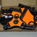 PHOEPET No Pull Dog Harness Medium Reflective Front Clip Vest with Handle, Adjustable 2 Metal Rings 3 Buckles,[Easy to Put on & Take Off](M, Orange)