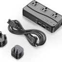 BESTEK Universal Travel Adapter 220V to 110V Voltage Converter with 6A 4-Port USB Charging and UK/ AU/ US/ EU Worldwide Plug Adapter (Black)
