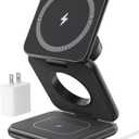 Foldable Magnetic Wireless Charger, KU XIU X40 Aluminum Alloy 3 in 1 Charging Station for Apple, Fast Charging Travel Charger for iPhone 17 16 15 14 13 12, 5W for Apple Watch & AirPods, Black
