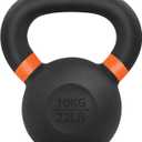 Yes4All Powder Coated Kettlebell, Cast Iron Core Kettlebells with Non-Slip Handle & Flat Bottom for Conditioning, Heavy Duty for Strength Training, 9lb to 71lb - Single & Pair (D - Orange - 10 KG / 22 LB)