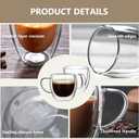 DINGPAl 4 Pack 8oz Double Wall Glass Coffee Mugs,Heat-resistant Borosilicate Glass Mug Cappuccino Espresso Tea Latte Cup with Handle,4 Spoons for Stirring Beverages in Bar,Cafe,or at Home