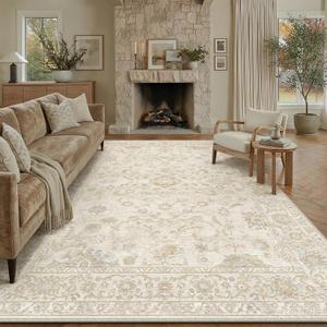 9x12 Beige Area Rug Neutral Floral Carpet
