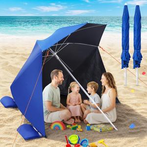 Beach Shelter Umbrella - 2Pack UPF 50+ Camping Umbrella with Side Panels
