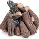 Stanbroil Small Ceramic Gas Logs, 10 Piece Set of Decoration Ceramic Fiber Wood Logs for All Types of Ventless, Gel, Ethanol, Electric, Gas Inserts, Propane, Indoor or Outdoor Fireplaces & Fire Pits