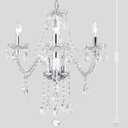Plug-in 3 Light Crystal Hanging Pendant Lights Acrylic Chandelier with Clear Cord & On/Off Switch H19 D19 for Kitchen Island Girls' Room Dining Area Laundry Pavilion.