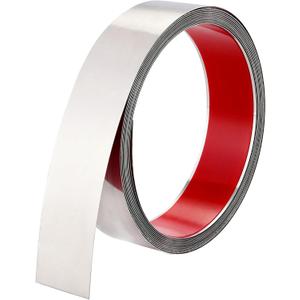 Brushed Metal Trim,Peel and Stick Wall Trim Molding,Stainless Steel Self Adhesive Wall Trim for Mirror Frame, Fireplace and Microwave Gap Filler (Silver,16.4ft x 1.6in)