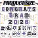 Landhoow 30 Pcs Graduation Car Magnets 2026 Senior Graduation Car Decoration Bumper Sticker Congrats Grad Magnet Magnetic Refrigerator Decal for Grad Parade Party Supplies (Purple, Black)