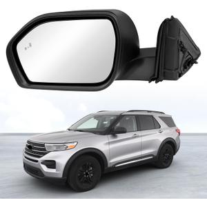 Left Driver Side Mirror Compatible With Ford Explorer 2020-2025, View Mirror With Manual Folding Power Glass Blind Spot Replace LB5Z17683AA (5Pins Black)
