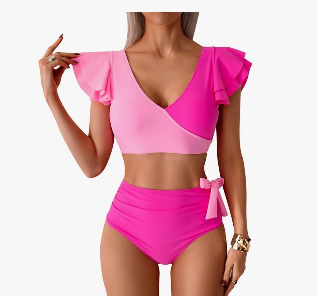 Womens One Piece Swimsuits-Sexy Deep V Neckline Tummy Control Bathing Suit Slimming Mesh Swimwear, M