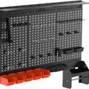 TORACK Metal Pegboard Wall Organizer 4ft Wide, Tool Storage Pegboard System for Garage with Accessories, Wall Mount Storage Bins, Shelves, Peg board Tool Organizer Kit for Workbench(Black)