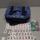 American Mahjong Set, 166 White Engraved Tiles (1.2), Mahjong Tile Set with Blue Printed Carrying Bag for Travel, Without Rack/Pushers