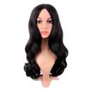 22 Inch/55cm Fashion Long Synthetic Fiber Curly Hair Middle Part Cosplay Wig (Black)