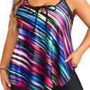 Daci Women Plus Size Tankini Swimsuit - 2 Piece Flowy Plus Size Bathing Suits and Shorts with Pockets 2026 (Color Striped) W20