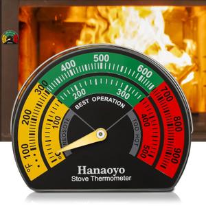 Wood Stove Thermometer with Large Dial, Magnetic Stove Pipe Thermometer for Wood, Gas, Pellet Stoves (1 Piece) (Multicolored)