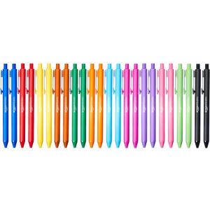 Amazon Basics Multi Colored Ballpoint Pens for Smooth Writing, Assorted Colors, Retractable, 24-Pack