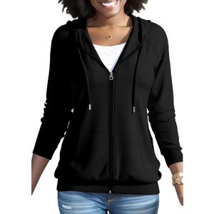 Nimsruc Zip Up Hoodies For Women Long Sleeve Casual (Small, Ba Black)