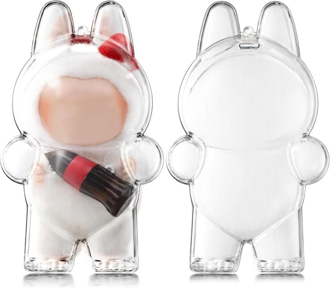 2 x GerdfeiTawtab Clear Bag Keychain for 17CM Doll, Clear Doll Display Protective Cover, Hanging Figure Transparent Acrylic Case Storage Box for Fans Collector (V1)
