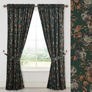 StangH Christmas Green Velvet Curtains 90 inches, Luxury Rod Pocket Print Floral Window Panels Thermal Insulated Room Darkening Drapes for Sliding Door Bedroom, W52 x L90, 2 Panels