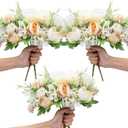 LAWOHO 6 Pack Artificial Flowers Fake Faux Peony Silk Carnations Hydrangea Daisy Realistic Flower Bouquets Arrangements for Wedding Decoration Plastic Floral Table Centerpieces Decor(White)