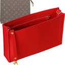 Toiletry Pouch 19 26 Bag Organizer Insert for Cosmetics Tidy Organizer,Felt Purse Organizer Insert Ladies Tote Handbag Liner Pocket Organizer with Keychain & Gold Buckle & Zip(Small-19,Red)
