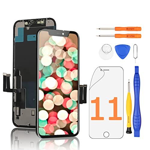 Yodoit for iPhone 11 Screen Replacement Kit Full HD COF LCD Display 3D Touch Digitizer Frame Full Assembly with Repair Tool for Model A2111, A2223, A2221 Black 6.1inch