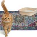 Lovewag Cat Litter Mat 2 Pack - Large 36x48 Machine Washable Easy Clean Non-Slip Waterproof Trapping Mats for Cats - Bohemian Jewel