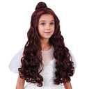 Brown Wig for Kids Child Brown Wavy Curly Wigs Girls Brown Wigs with a Bun Kids Hailoween Paty Cosplay Wig
