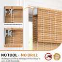 LazBlinds No Tools No Drill Cordless Bamboo Roman Shades, Light Filtering Window Treatment, Roll Up Bamboo Blinds for Window 35'' W x 64'' H, Brown