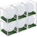 Tioncy 6 Pcs UV Protected Golf Ball Holder Display Case with Turf 2x2 x2 Inch Clear Acrylic Golf Ball Hole in one Stand Display Case Storage Box for Memorabilia Autograph Souvenir Collection