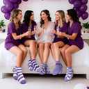 3 x Ithmahco Mothers Day Fuzzy Slipper Socks Gifts for Women Mom, 5 Pairs Fluffy Socks & Gift Card for Sisters Friends Her (Purple)