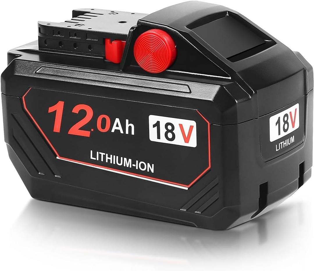 12.0Ah Replacement Battery for Milwaukee M18 Battery 18V Tools  High Output Lithium-Ion, Compatible with 48-11-1865, 48-11-1850, 48-11-1880, Fits M18 Power Tools & Chargers (Black)