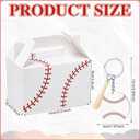 Marspark 12 Sets Baseball Treat Snack Gift Boxes with Wood Baseball Keychains Party Favors Mini Ball Bat Decorations Candy Goodie Cookies Bags Sports Birthday Event Supplies Sports Enthusiasts Gifts
