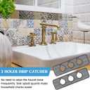 Teenyyou 2 Pcs Faucet Mat for Kitchen Sink Splash Guard for Kitchen Sink Faucet Dish Drying Mat for Bathroom Sponge Holder(Dark Gray,3 Round Holes)