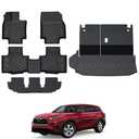 GALVAGNITE Floor Mats for Toyota Highlander 2020-2026, All Weather Floor Mats Trunk Cargo Liner with Backrest Protectors Accessories, Full Coverage Set (Fit 7 Seats)