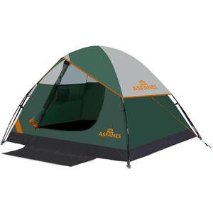 ASFANES Camping Tents 2 Person Family Dome Outdoor Portable Tent with Floor Mat and Tarp, Waterproof Windproof Anti-UV Tent Suitable for Car Camping, Backpacking, Fishing or Backyard Camping (Green)