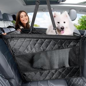 Pecute Heavy-Duty Dog Car Seat & Back Seat Extender Hard PVC Support for Large Dogs up to 330 lbs  Cars, SUVs & Trucks  Scratch-Resistant Sofa Leather & Breathable Mesh for Safe, Stable Road Trips