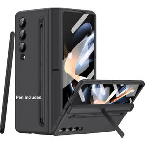 for Samsung Galaxy Z Fold 4 Case with New Slim S Pen (2023) Holder & Capacitance Pen, Screen Protector, Hinge Protection, Camera Protection Stand Cover 5G 2022, Black