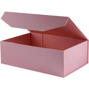 1Pcs Pink 13x9x4 Inch Upgrade Hard Large Gift Box with Lid, Foldable Magnetic Gift Boxes,Groomsman Box Bridesmaid Proposal Box, Reusable Gift Boxes for Clothes