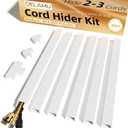 Delamu Cord Hider, 85in Cord Covers for 2-3 Wires on Wall, Self-Adhesive Cable Hider, Paintable Wire Hiders Wire Covers for TV Cords on Wall, Easy Mount Cable Cover Raceway Kit, W0.95 H0.55in, White