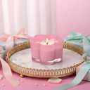 12.5oz Strawberry Daiquiri Scented Candle with Crystals Inside, Flower-Shaped Cute Glass Candle Gift, 45 Hour Burn Time, Pink Gifts Candles for Women, Valentine Candles, Best Friend Candle