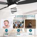 Ayaoty Ceiling Fans with Lights, 52 inch Low Profile Ceiling Fan with Light and Remote Control, Flush Mount, Reversible Motor, Dimmable, Noiseless, Black Ceiling Fan for Bedroom, Indoor/Outdoor Use