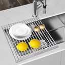 Extendable Dish Drainer for Sink Foldable Kitchen Drainer Rack Stainless Steel Dish Drainer Rack for Sink Kitchen Sink Accessories for Drying Cutlery 18 x 13 cm