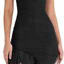 Women's Midi Bodycon Dress Summer Sleeveless Ruffle Mermaid Dress Cocktail Party Tank Dresses for Wedding Guest, Size L