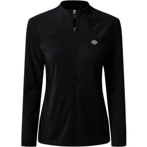 MoFiz Women's Full Zip Hiking Shirt Lightweight UPF 50+ Sun Protection Running Jacket Long Sleeve Sports Outdoor Top Pocket (Black, XXL)
