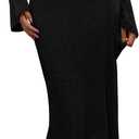 PRETTYGARDEN Women's Fall Fashion 2025 Long Sleeve Maxi Dress Ribbed Knit Boat Neck Bodycon Casual Dresses Going Out Outfits (Medium, Black)