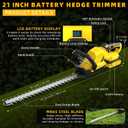 21" Cordless Hedge Trimmer - 21V Portable Electric Bush Trimmer with 2 x 4.0Ah Batteries & Charger & 180 Rotatable Handle & Dual-Action Blade 3/5" Cutting Width for Garden Yard Maintenance