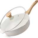 SENSARTE Nonstick Frying Pan Skillet with Lid 3.5/4.5/5QT, Ceramic Saute Pan,Deep Fring Pan Non-toxic Cooking Pot, Stay-cool Handle, Induction Compatible, PFAS Free