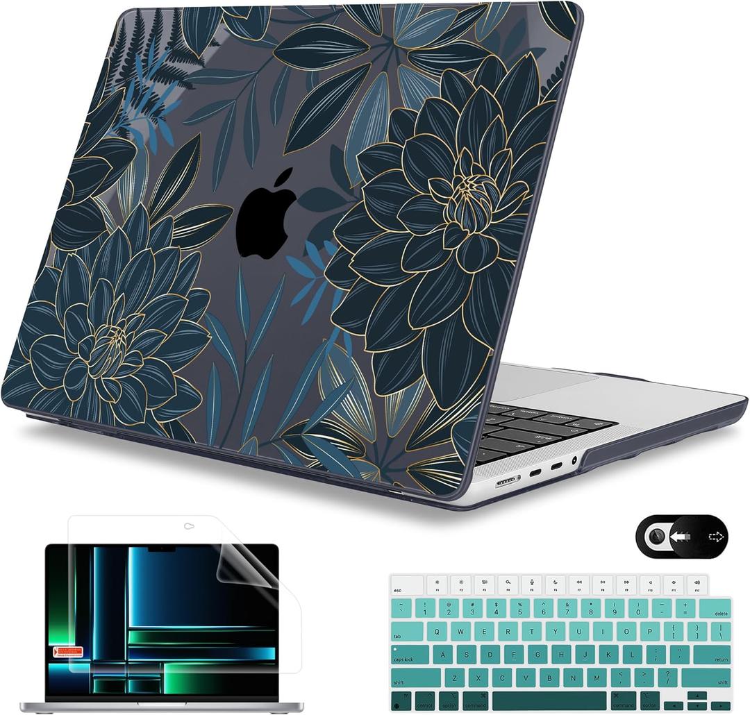 Mektron Case for 2026 M5 MacBook Pro 16 inch A3429 A3428 M4 A3403 A3186 M3 A2991 M2 A2780 M1 A2485 (2021-2025) Pro/Max with Liquid Retina XDR, Hard Shell Plastic Laptop Cover, Dahlia Flower C035