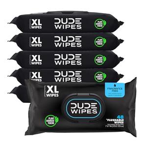 DUDE Wipes - Flushable Wipes - 6 Pack, 288 Wipes - Unscented Extra-Large Adult Wet Wipes - Vitamin-E & Aloe - Septic and Sewer Safe